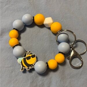 Bee-Themed Kids Keychain Bracelet - Yellow and Blue